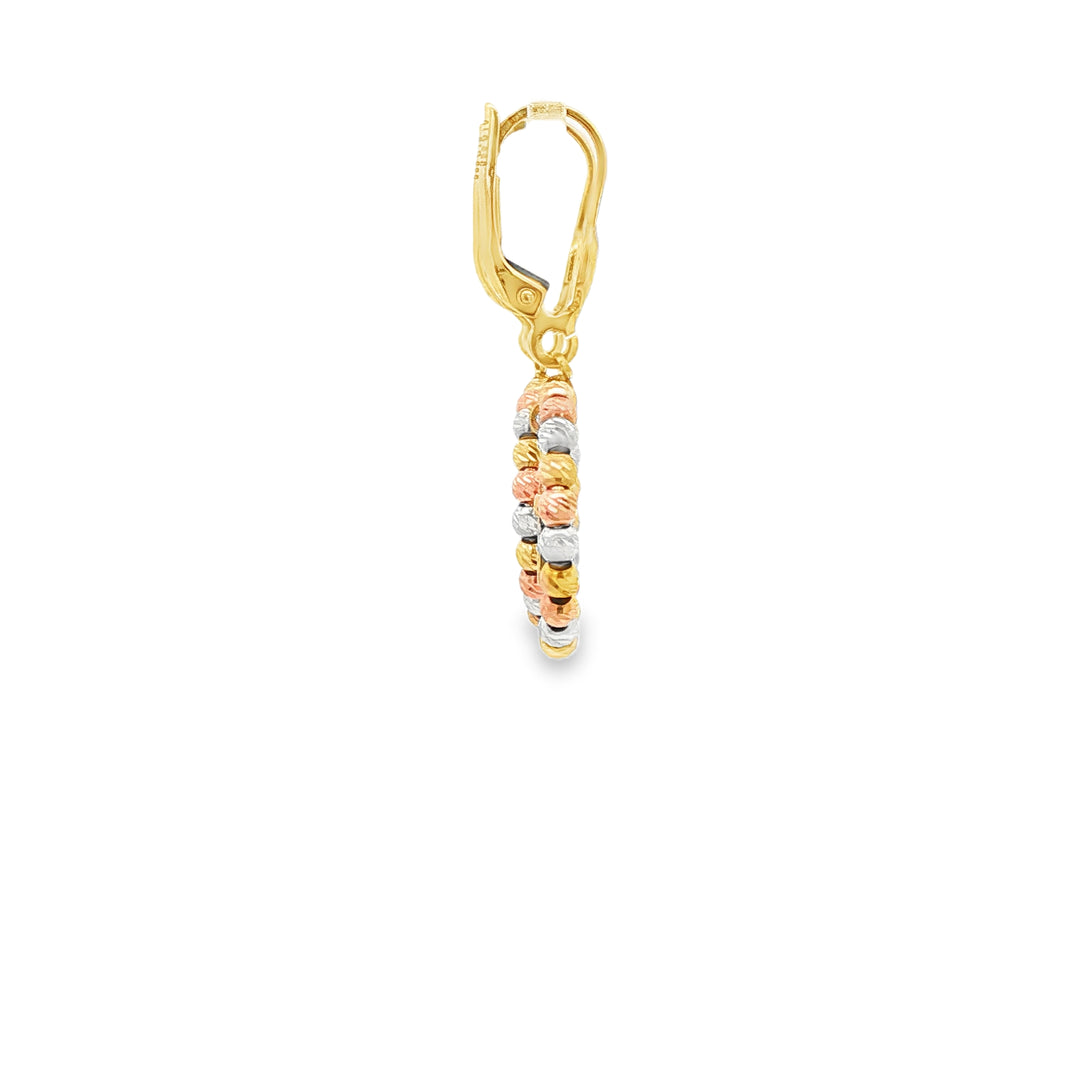 Tri-Gold Cross Dangle Earrings