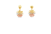 Artistic Burst Yellow Gold Dangle Earrings