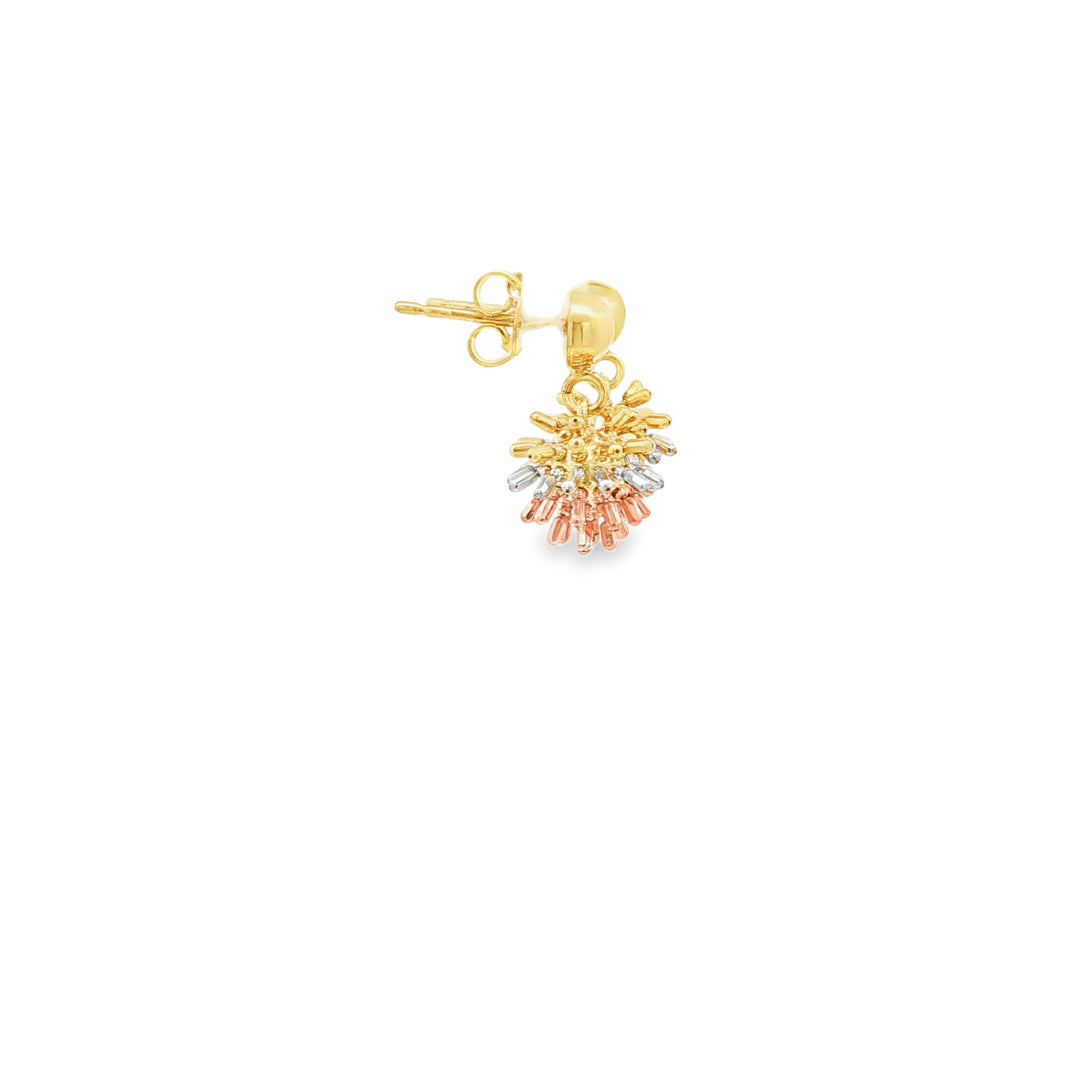 Artistic Burst Yellow Gold Dangle Earrings