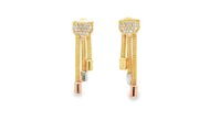 Yellow Gold Dangle Earrings with Round Cut Diamonds