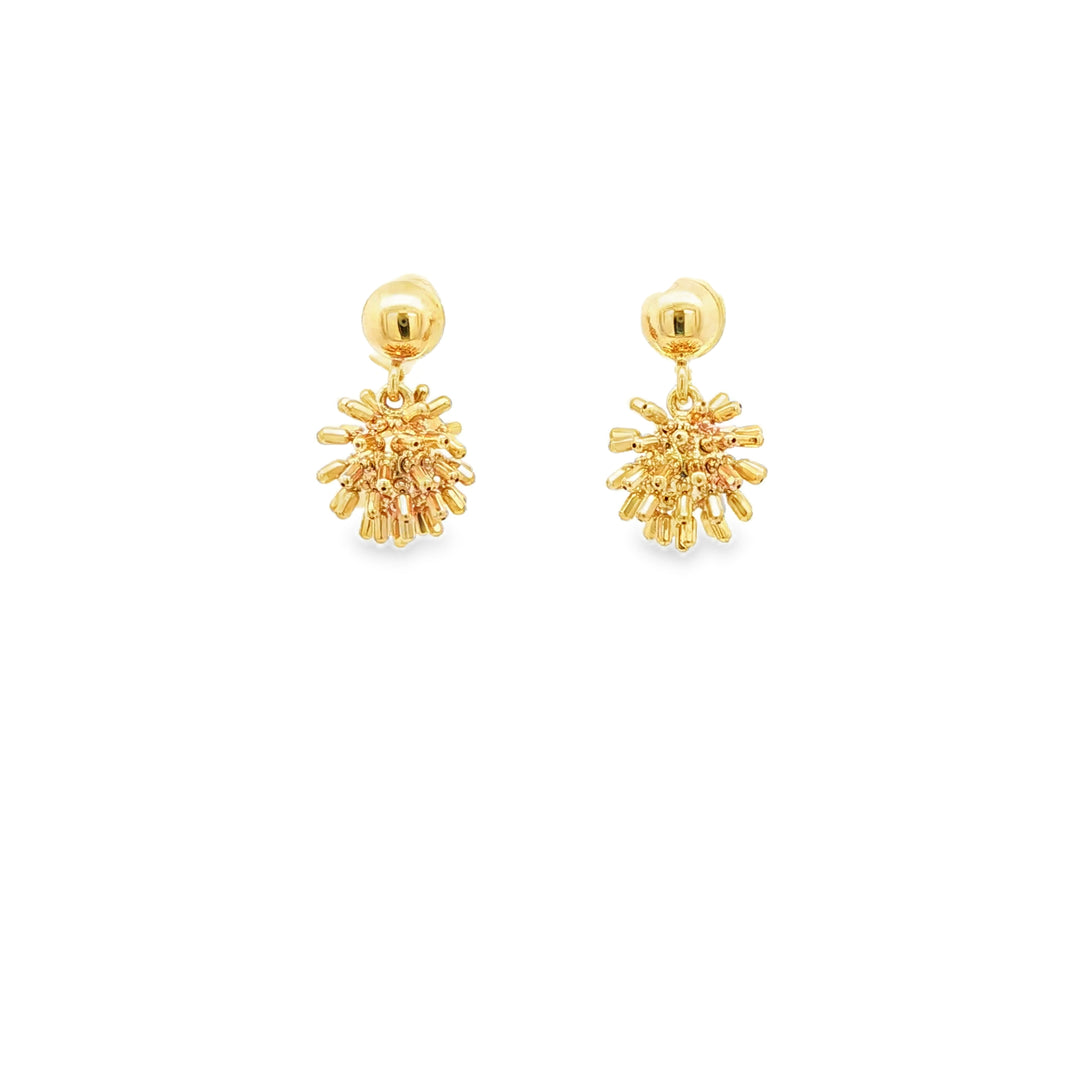 Golden Sunburst Stud Earrings in Yellow Gold