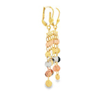 Load image into Gallery viewer, Tri-Color Disc Dangle Earrings in Yellow Gold