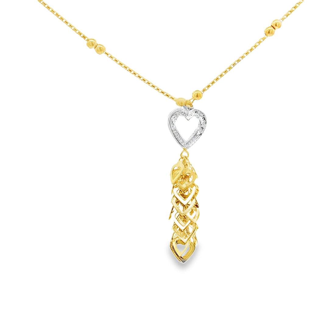 Yellow Gold CZ Heart Charm Necklace