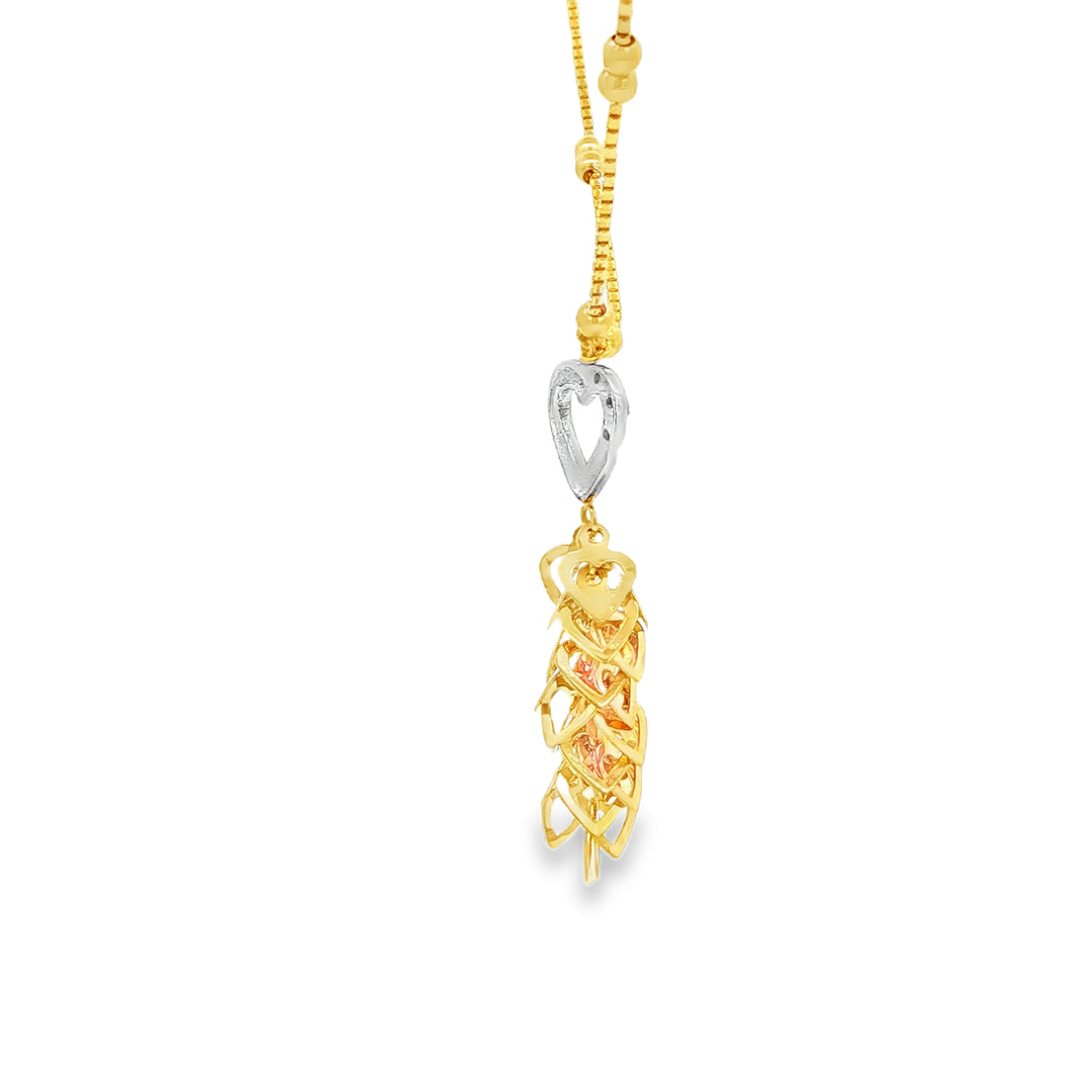 Yellow Gold CZ Heart Charm Necklace