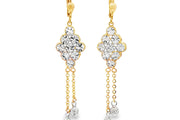 Two-Tone Diamond Cut Drop Earrings