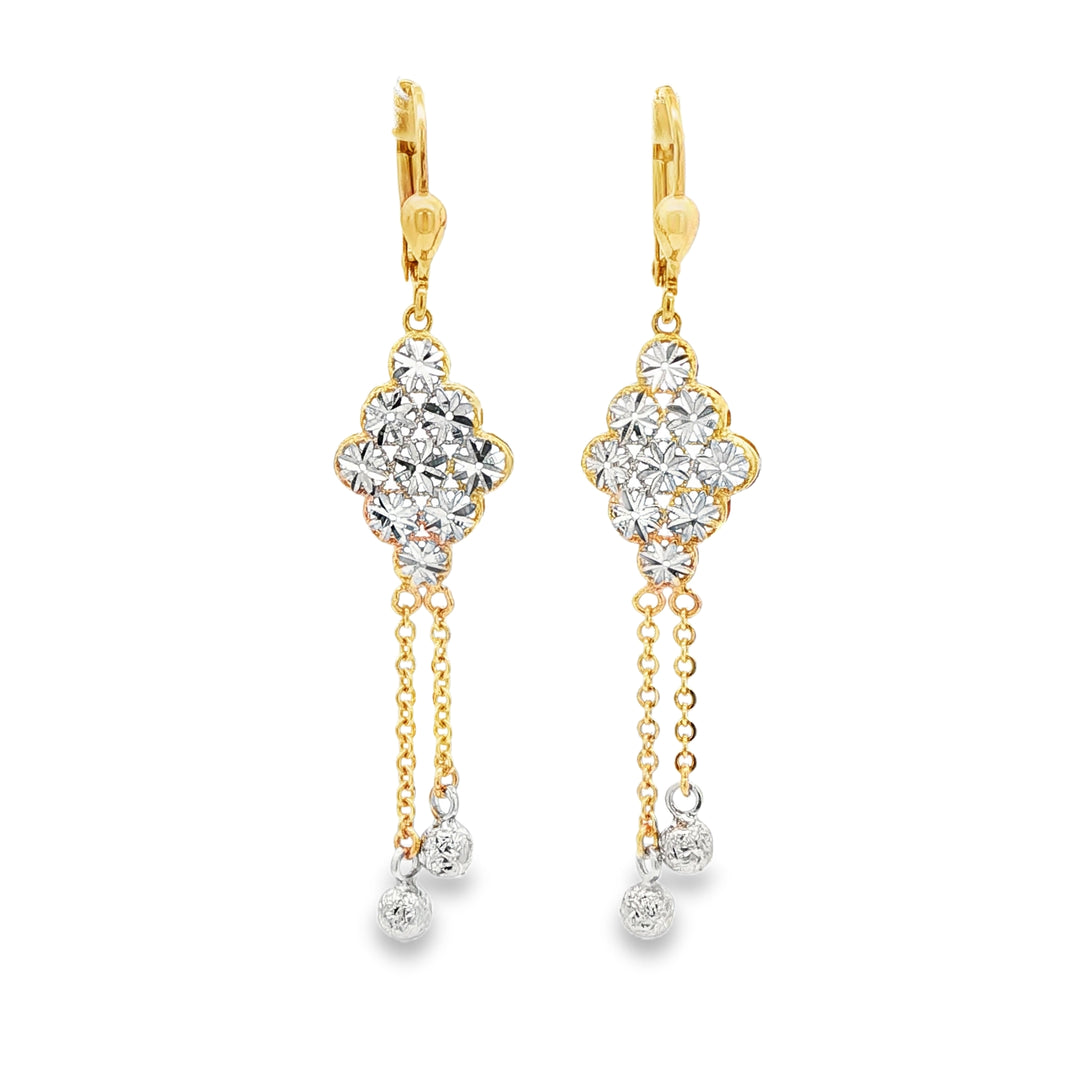 Two-Tone Diamond Cut Drop Earrings