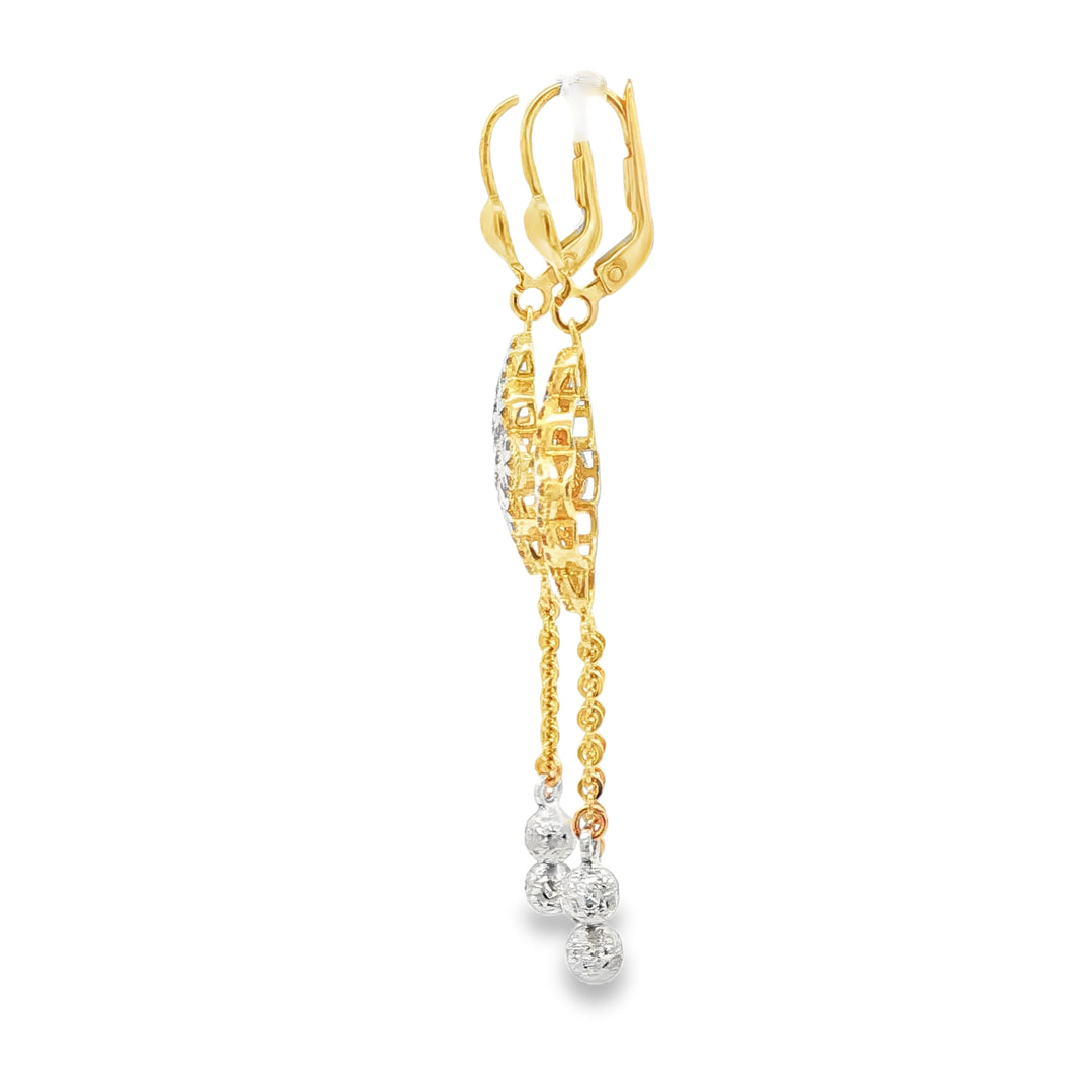 Two-Tone Diamond Cut Drop Earrings