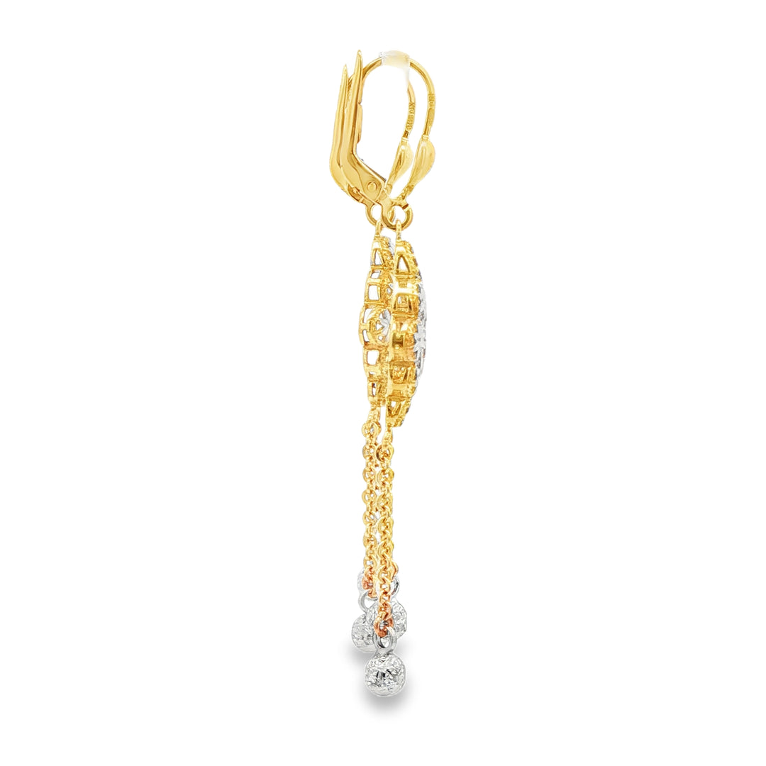 Two-Tone Diamond Cut Drop Earrings