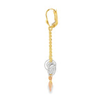 Load image into Gallery viewer, Tri-Gold Dangle Earrings with Textured Spherical Charms