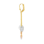 Tri-Gold Dangle Earrings with Textured Spherical Charms