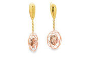 Two-Tone Gold Dangle Earrings with Smoky Quartz
