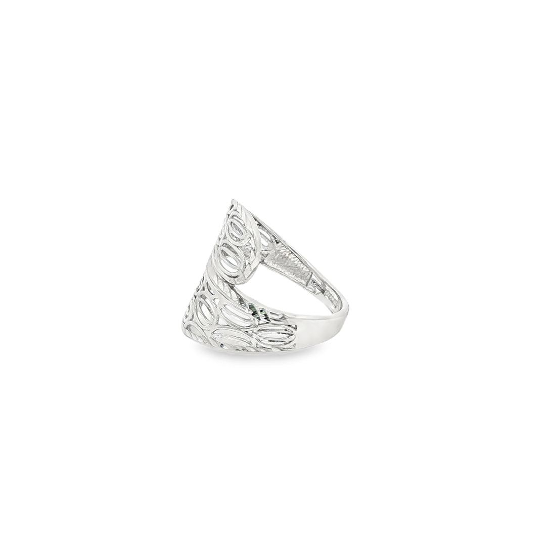 Contemporary White Gold Bypass Ring