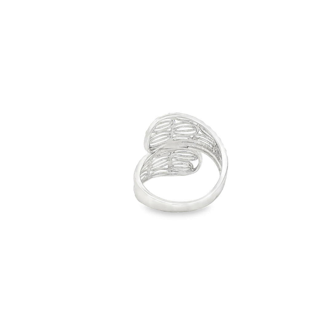 Contemporary White Gold Bypass Ring