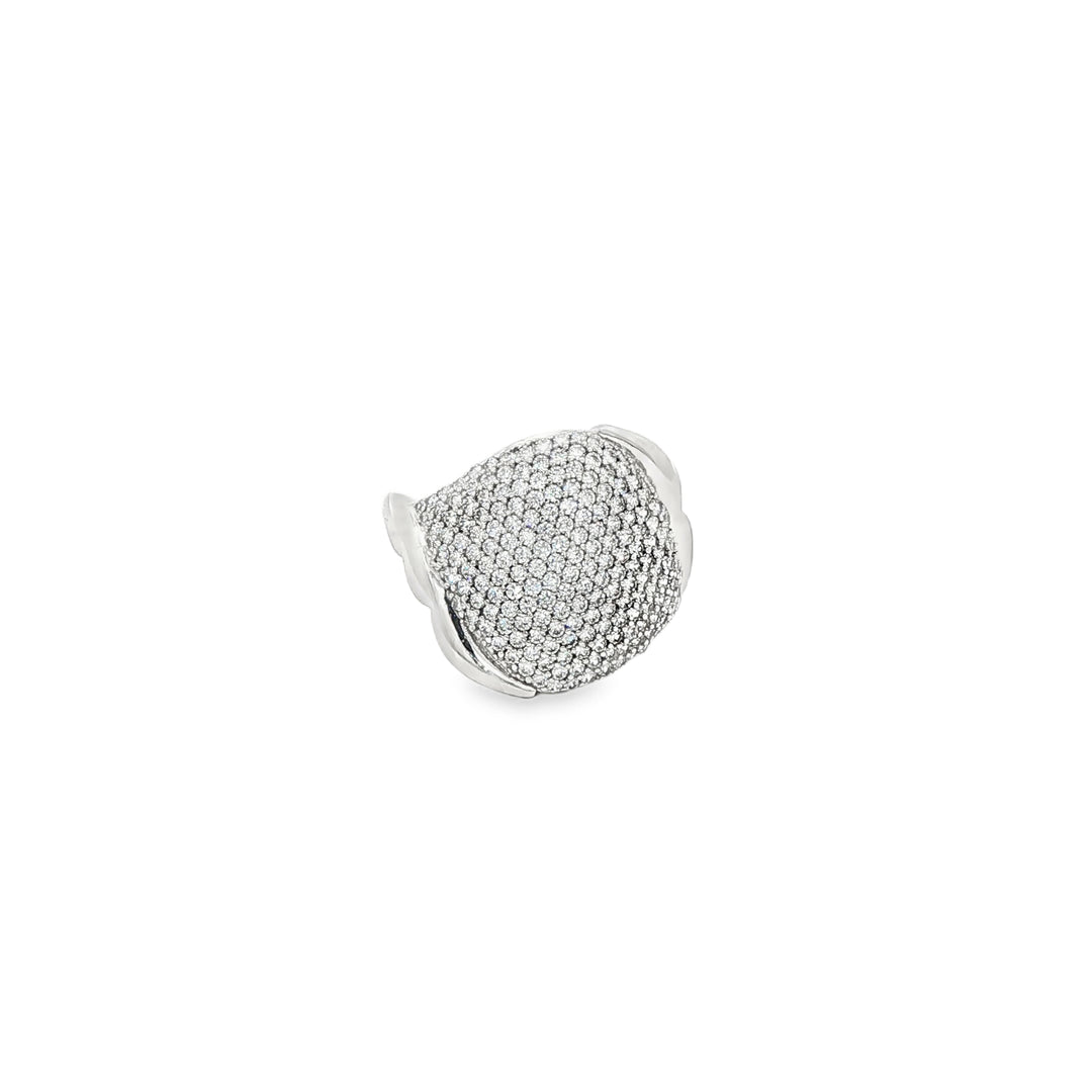 White Gold Cocktail Ring with Round Brilliant Cut CZ