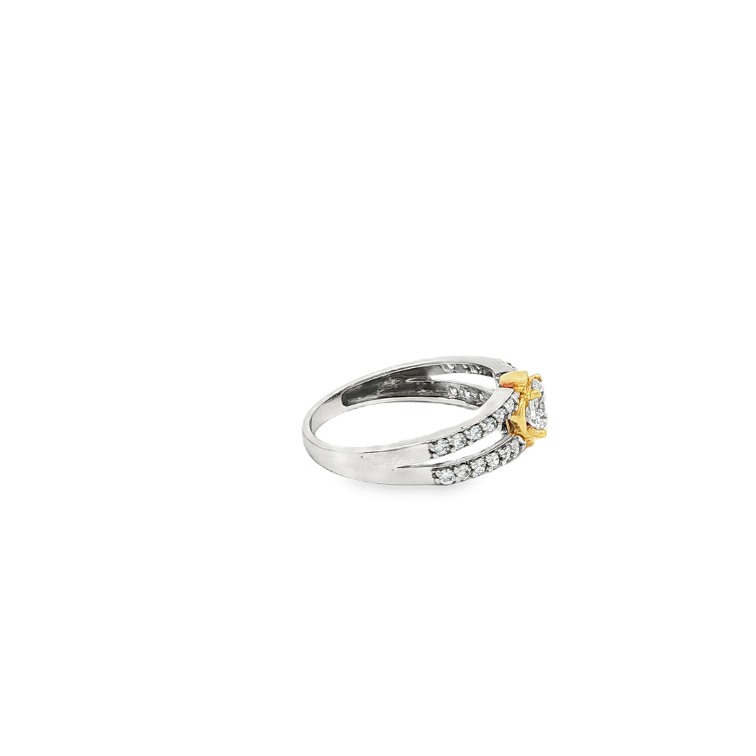 White Gold Multi-Stone CZ Ring with Round Cut CZ