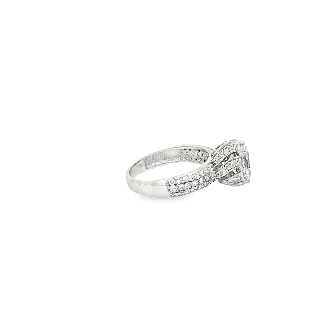White Gold Ring with Round Cut CZ