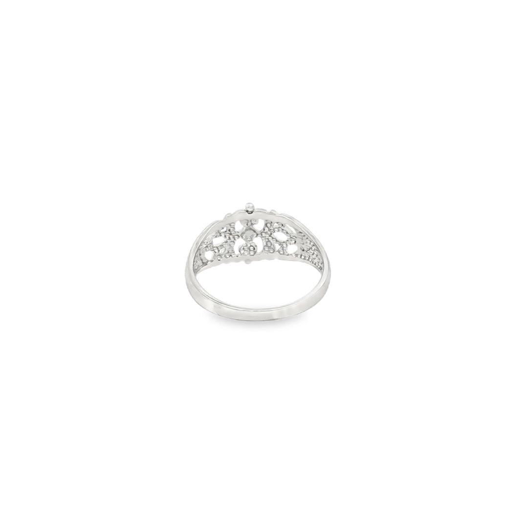 White Gold Cocktail Ring with Round Cut CZ