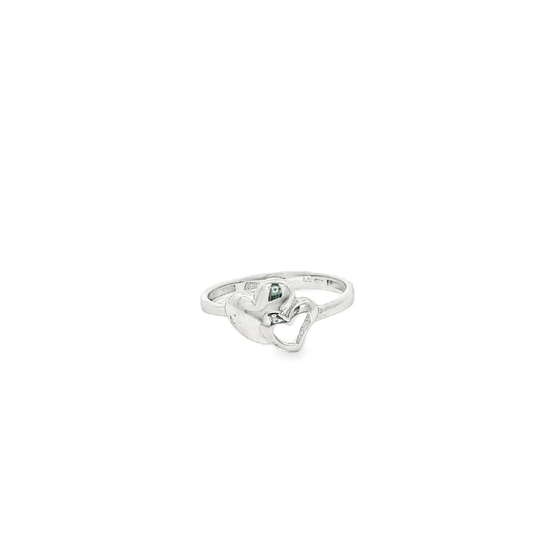 White Gold Double Heart Multistone