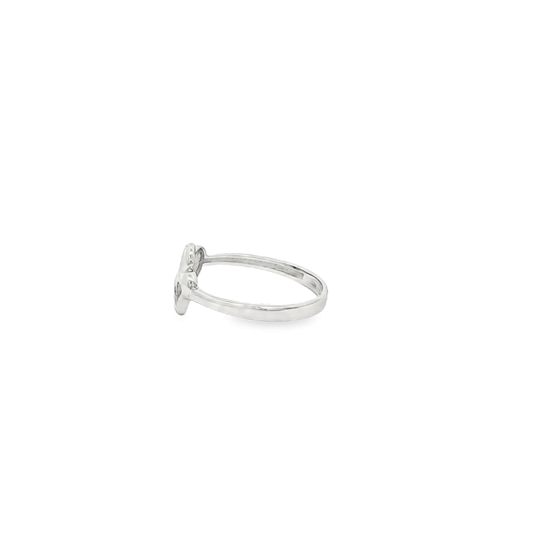 White Gold Double Heart Multistone