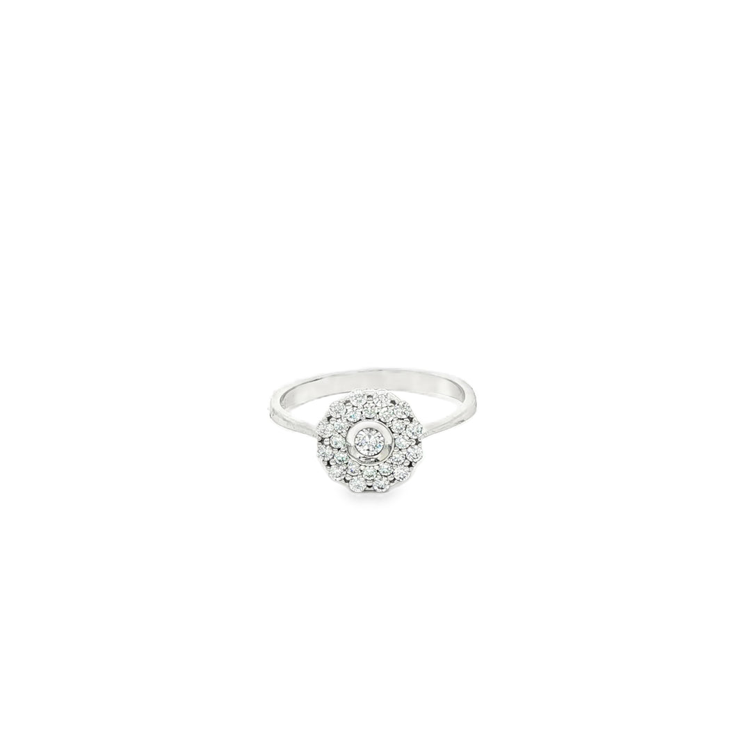 CZ Cluster Ring in White Gold