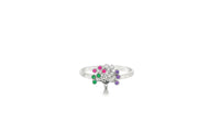 14ct White Gold Tree of Life Gemstone Ring