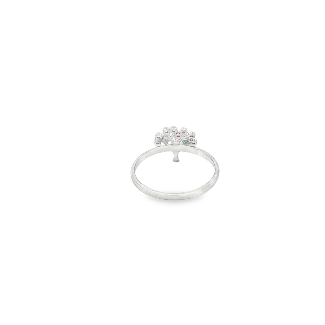 14ct White Gold Tree of Life Gemstone Ring