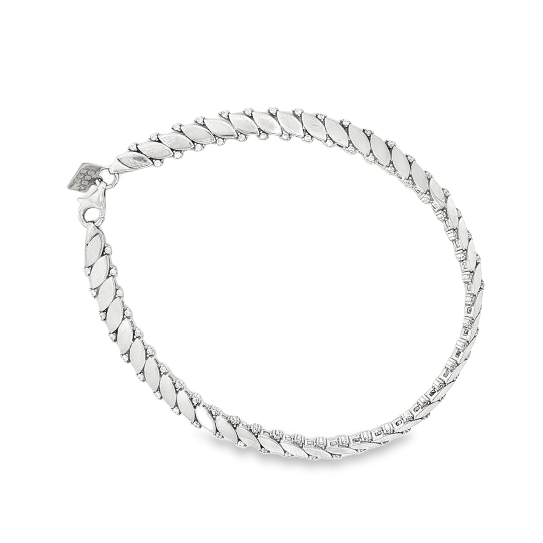 White Gold Chain Bracelet with Round Cut CZ