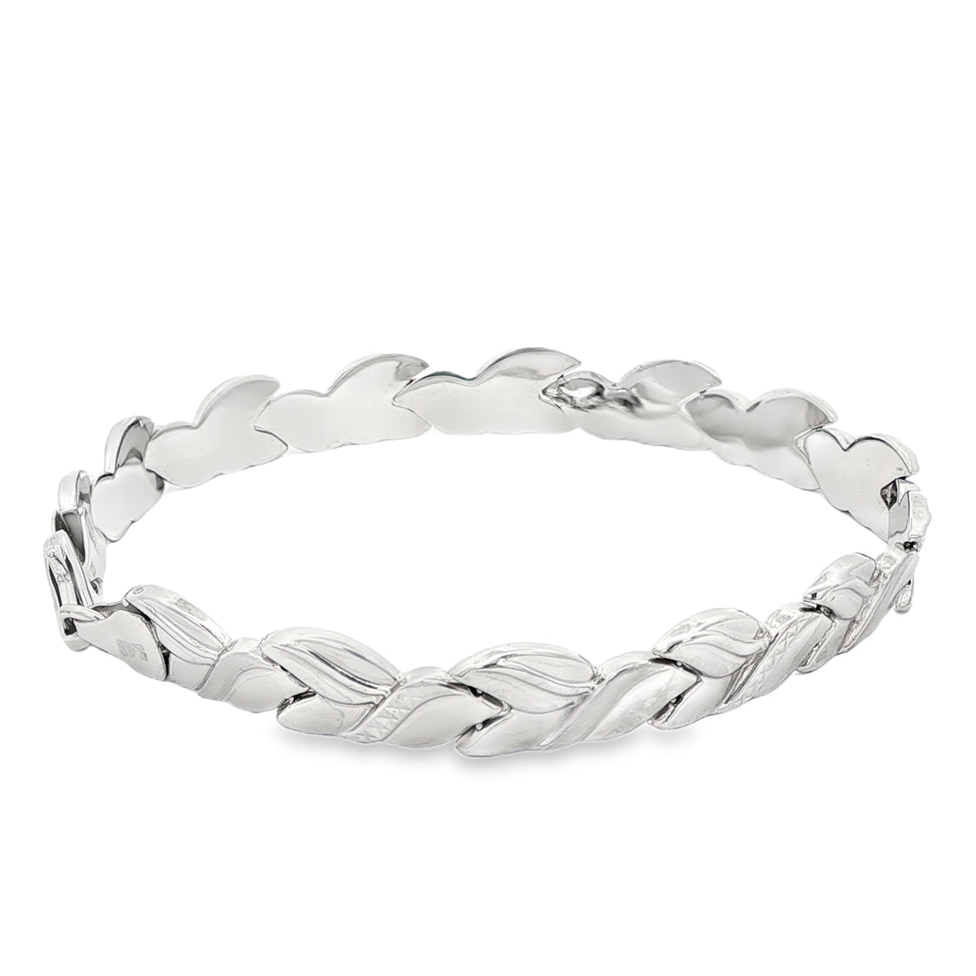 White Gold Link Bangle Bracelet