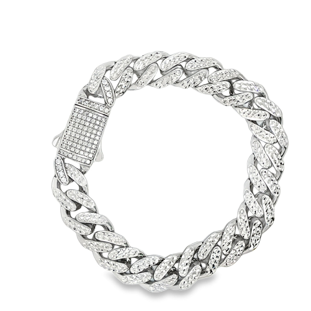 White Gold CZ Chain Bracelet