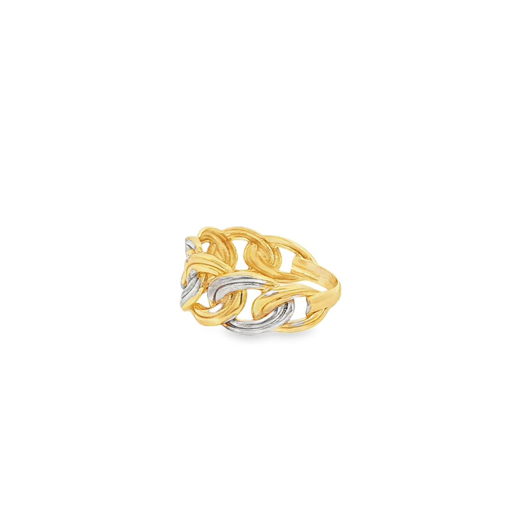 Yellow & White Gold Chain Link Band Ring