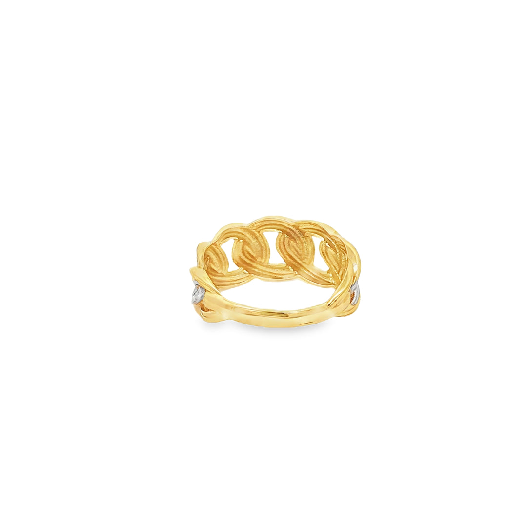 Yellow & White Gold Chain Link Band Ring
