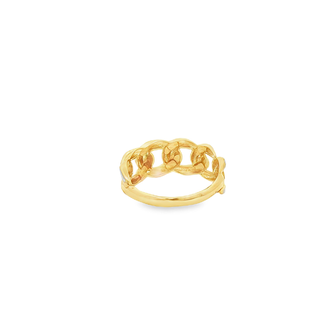14ct Two-Tone Yellow Gold Chain Link Band Ring