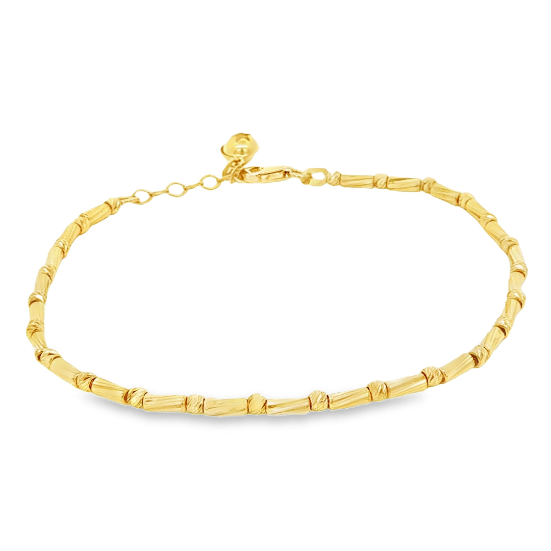 14ct Elegant Yellow Gold Textured Link Chain Bracelet