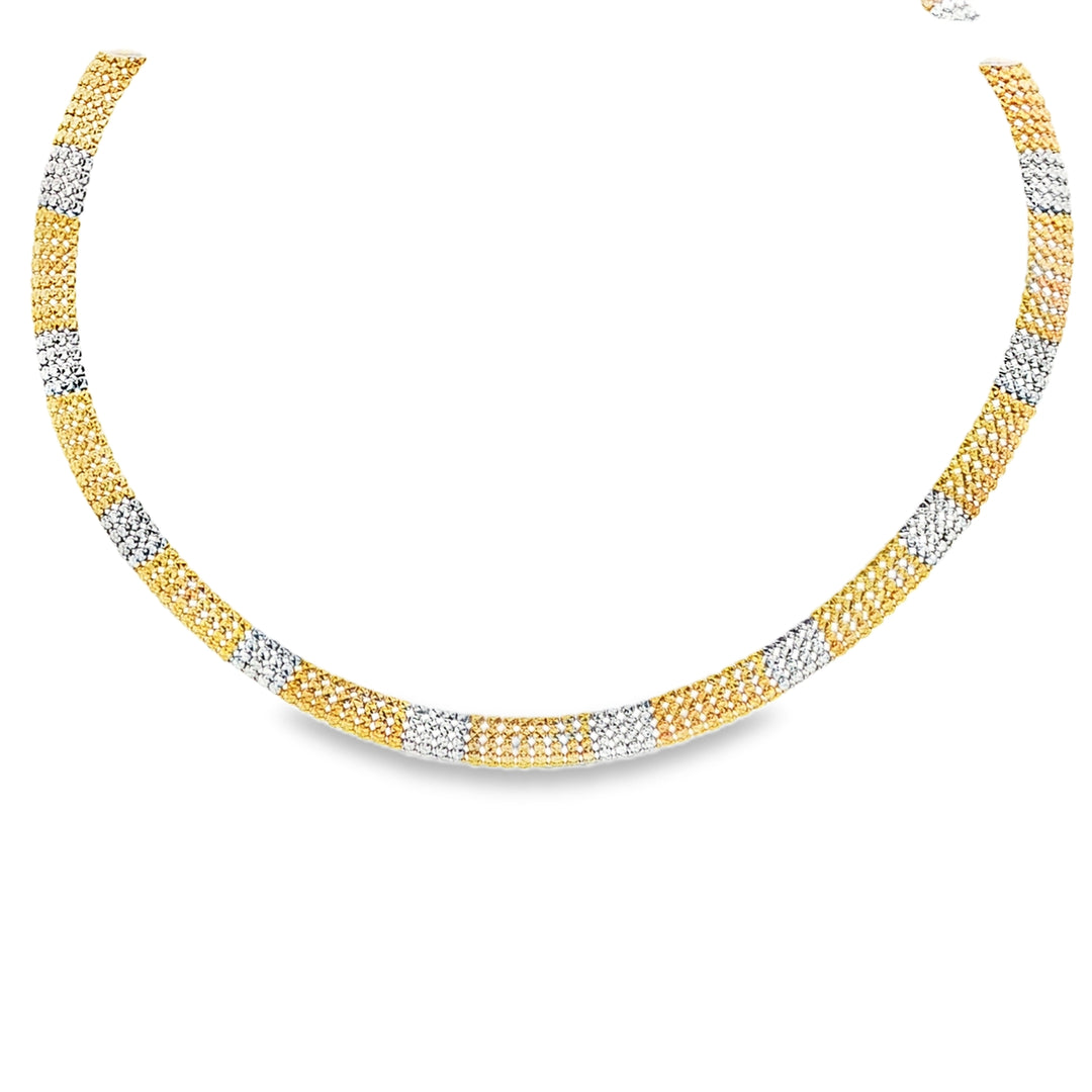 14ct Tri-Color Gold Beaded Necklace