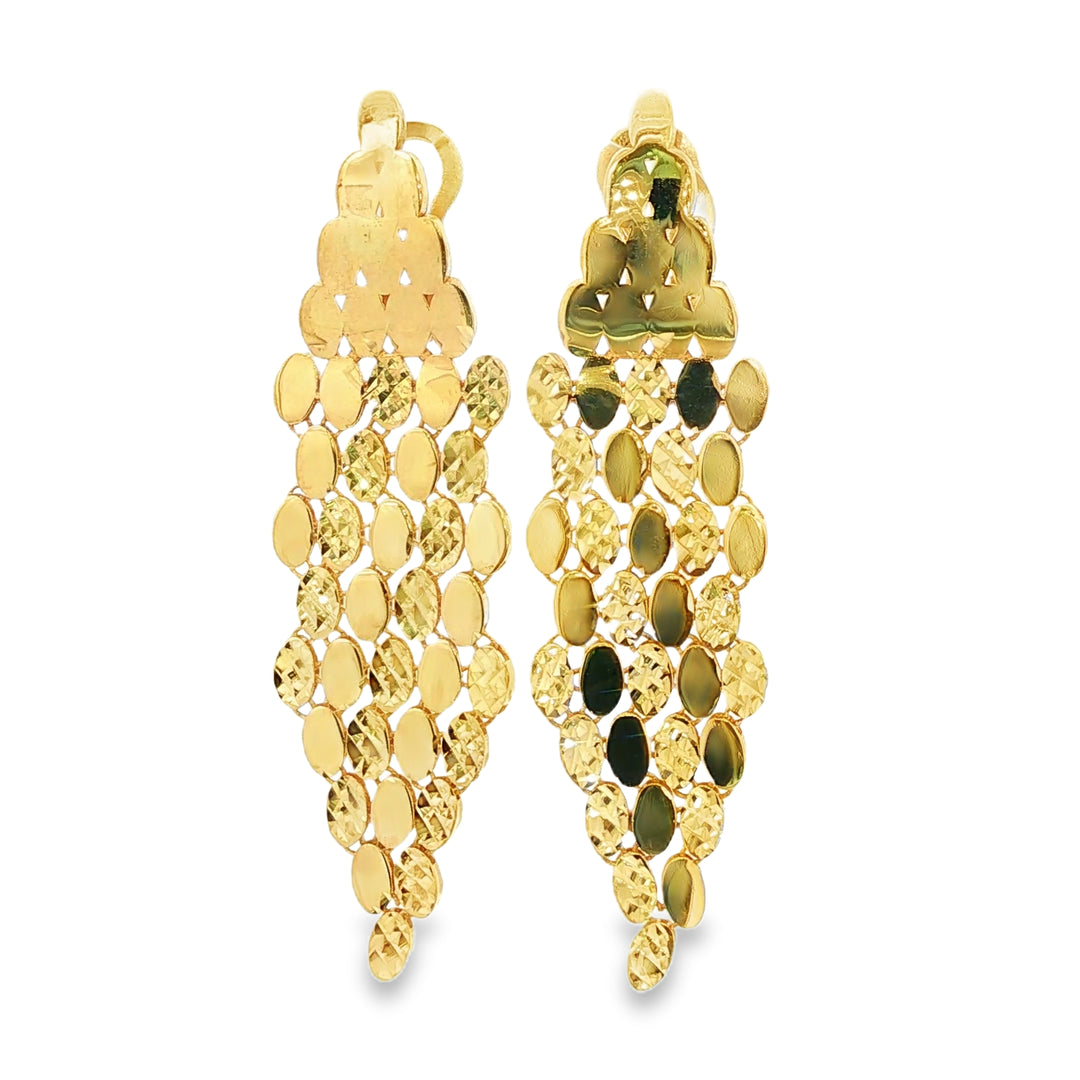Yellow Gold Cascading Disc Dangle Earrings