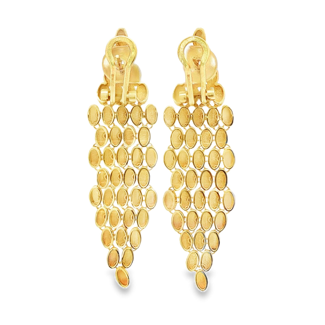 Yellow Gold Cascading Disc Dangle Earrings