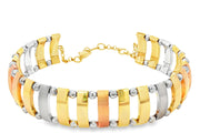 Tricolor Gold Interlocking Link Chain Bracelet