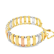 Tricolor Gold Interlocking Link Chain Bracelet