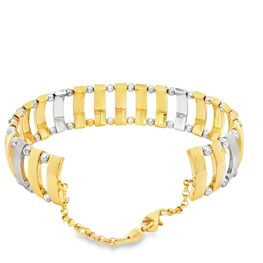 Tricolor Gold Interlocking Link Chain Bracelet