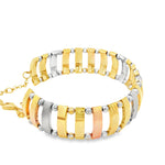 Load image into Gallery viewer, Tricolor Gold Interlocking Link Chain Bracelet