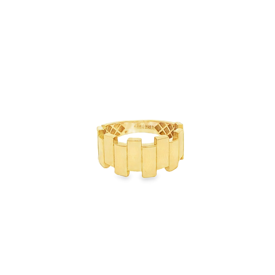 Architectural Design Yellow Gold Band Ring