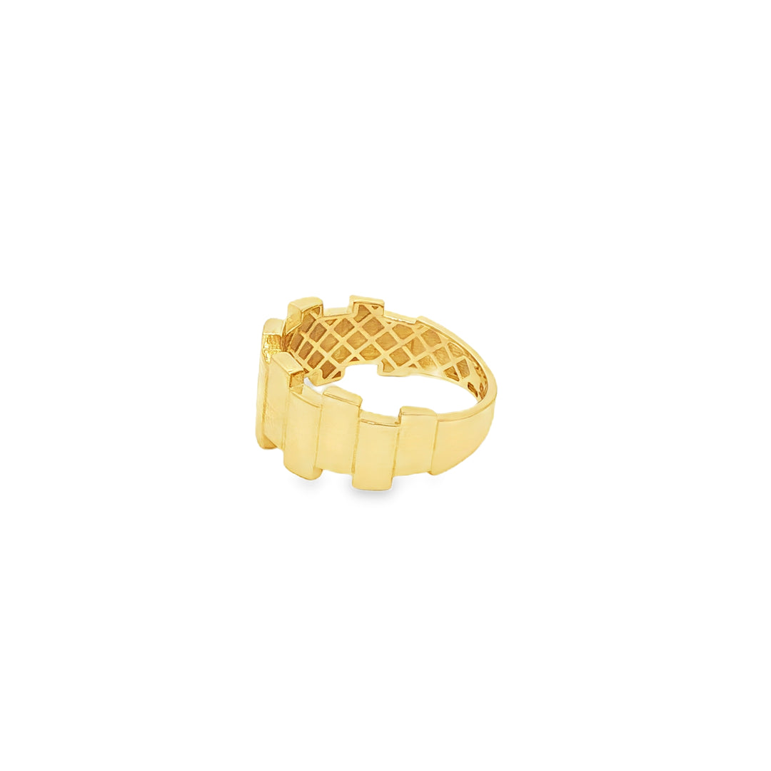 Architectural Design Yellow Gold Band Ring