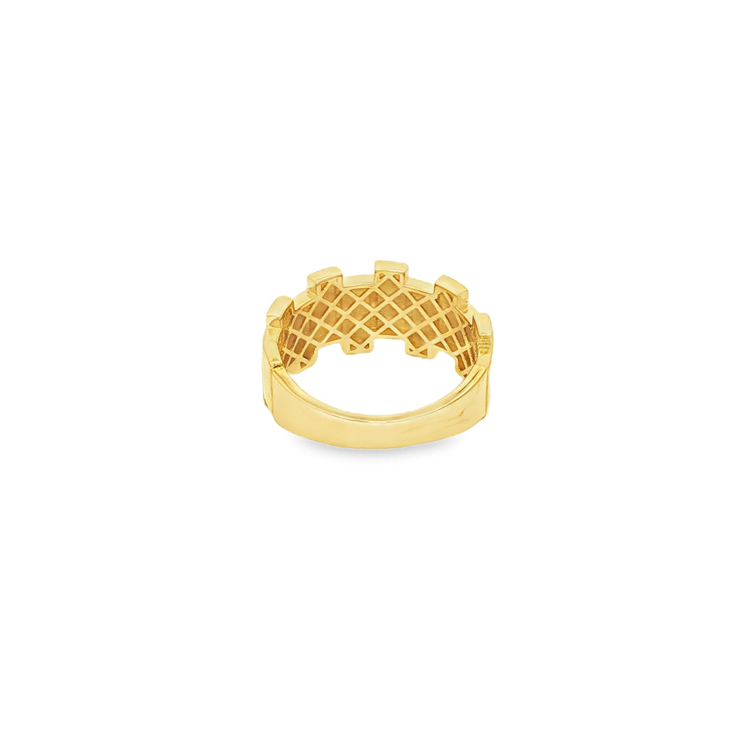 Architectural Design Yellow Gold Band Ring