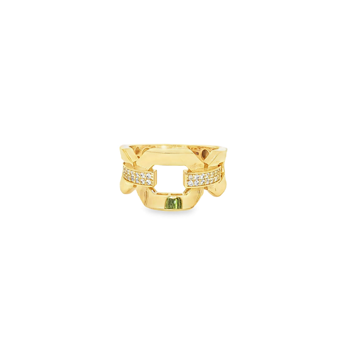 Yellow Gold Multistone Ring with Round Cut CZ