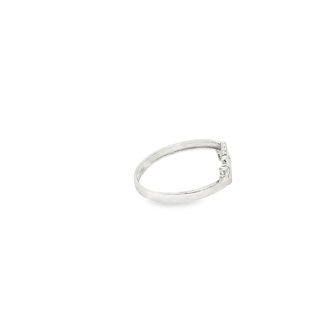 White Gold Multistone Ring with Round Cut CZ