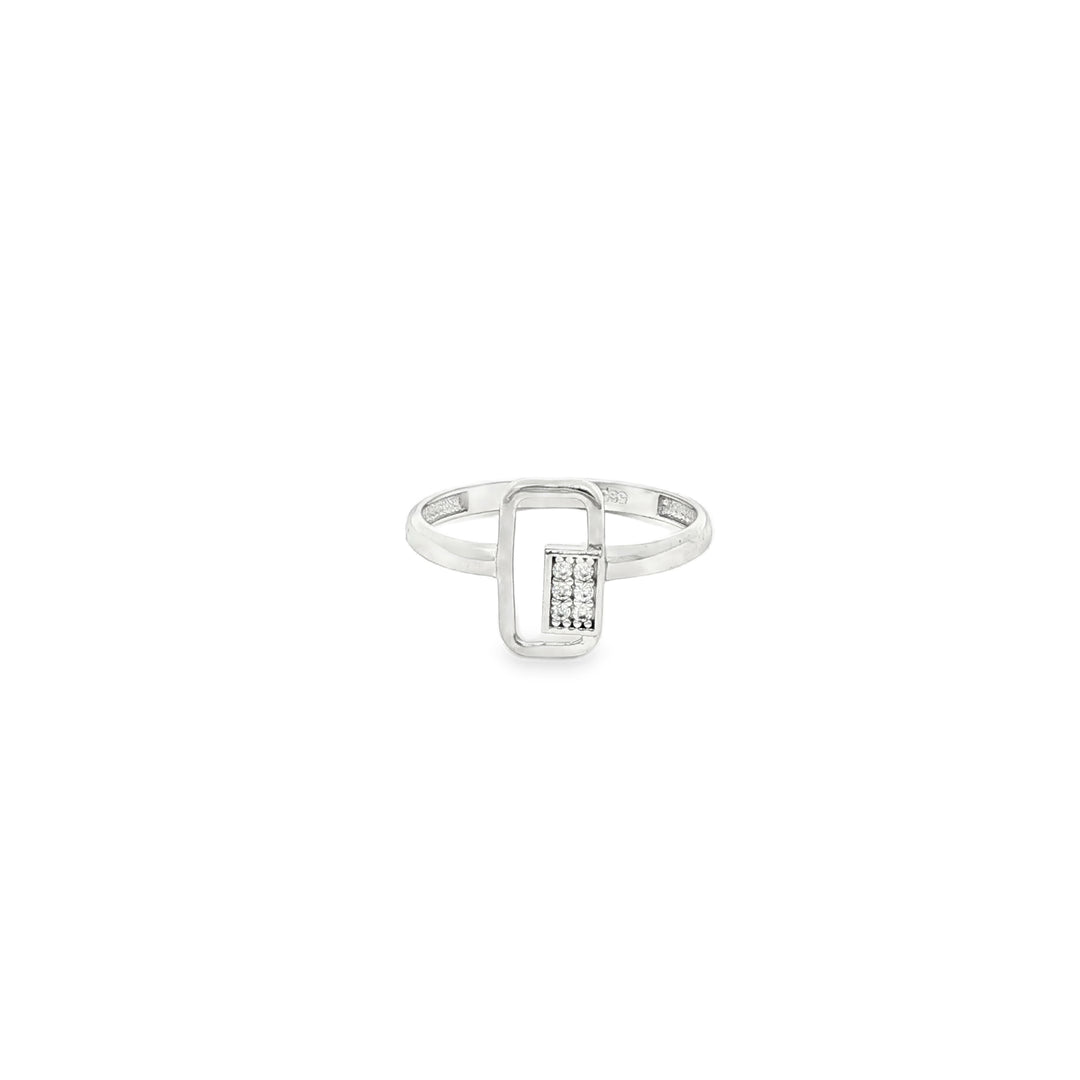 White Gold Multistone Ring with Round Cut CZ