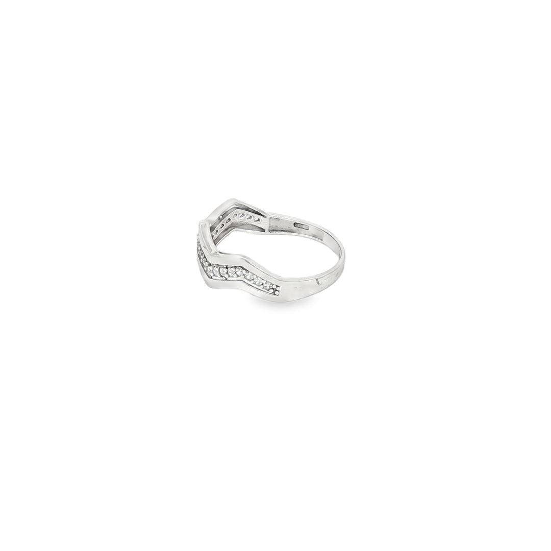 14ct White Gold Multistone Ring with Round Brilliant CZ
