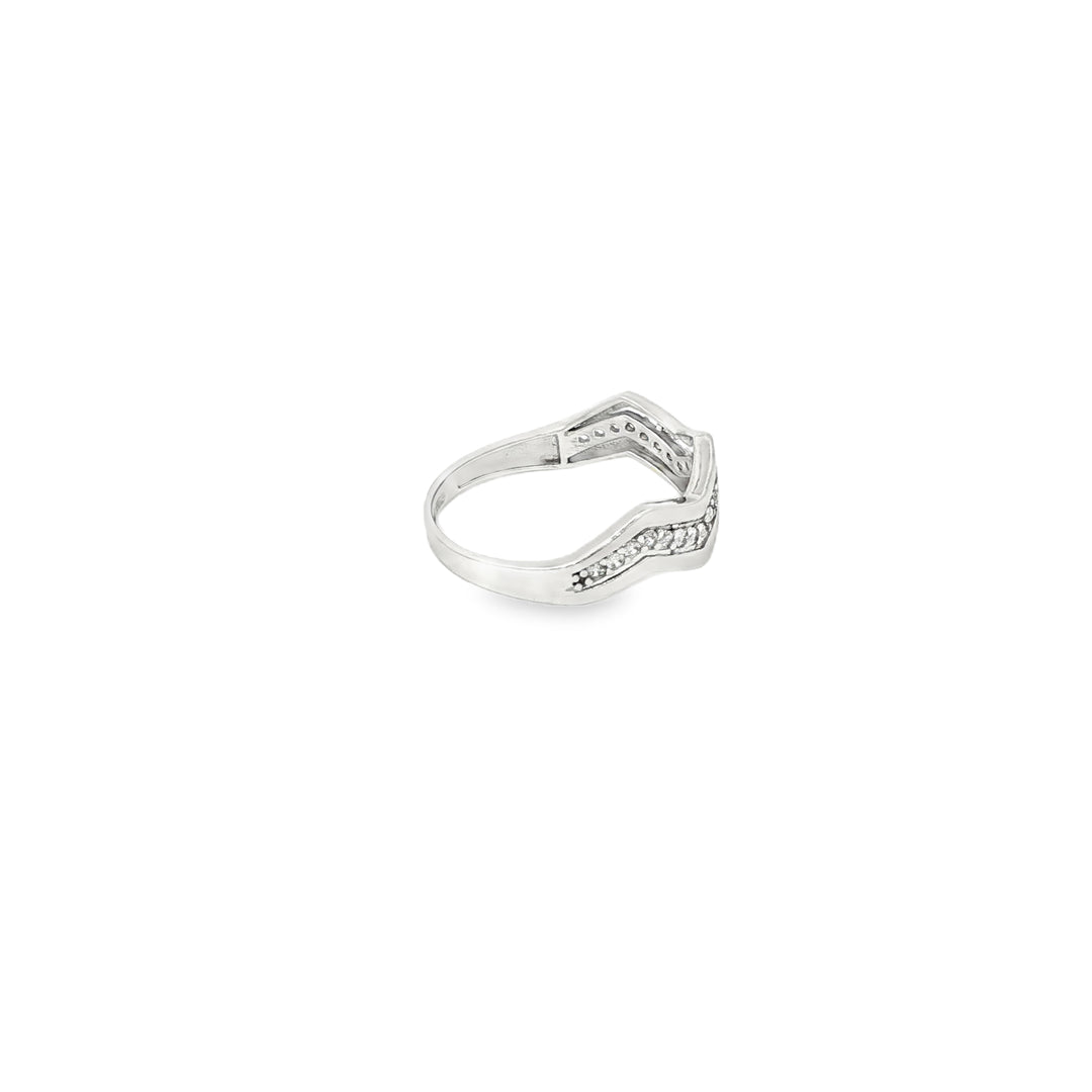 14ct White Gold Multistone Ring with Round Brilliant CZ