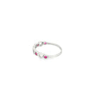 Load image into Gallery viewer, White Gold Band Ring with Ruby Accents and Heart Motifs