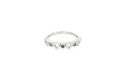 White Gold Heart Motif Amethyst Band Ring
